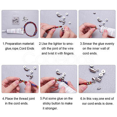 Tarnish Resistant 304 Stainless Steel Cord Ends STAS-E020-1-1