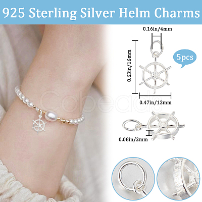 5Pcs 925 Sterling Silver Pendants STER-BBC0002-22-1