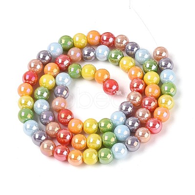 Electroplate Glass Beads Strands EGLA-N019-6mm-03-1