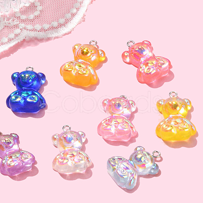 16Pcs 8 Colors Electroplated Resin Pendants CRES-FP0001-12-1