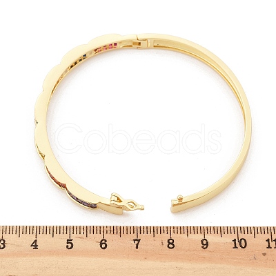 Brass Micro Pave Cubic Zirconia Hinged Bangles for Women BJEW-K274-08G-1