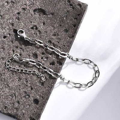 Non-Tarnish 304 Stainless Steel Cable Chain Bracelet for Men Women BJEW-E031-05C-P-1