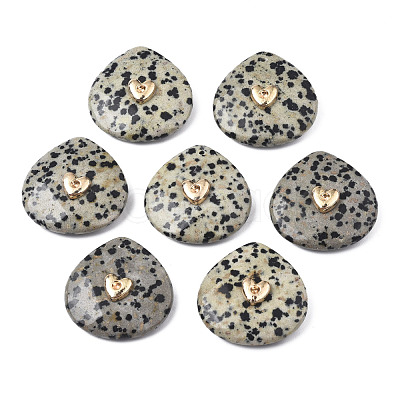Natural Dalmatian Jasper Pendant Rhinestone Settings G-N326-131-04-1