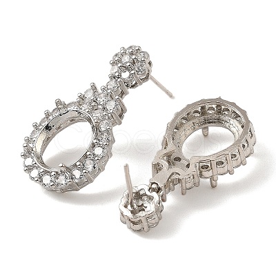 Rack Plating Brass with Cubic Zirconia Stud Earrings Finding KK-Z085-01P-1