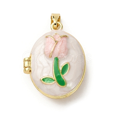 Brass Enamel Locket Pendants X-KK-F912-05C-G-1