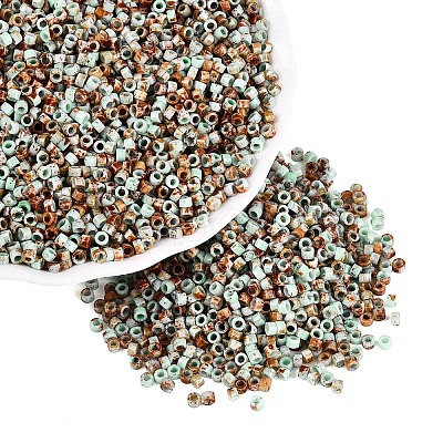 Opaque Picasso Cylinder Glass Beads SEED-Q039-06A-13-1