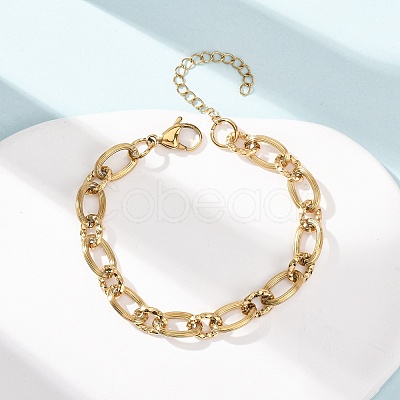 8MM 304 Stainless Oval Link Chain Bracelets SA-CBA725A-27G-1