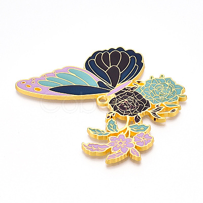 Rack Plating Alloy Enamel Big Pendants ENAM-N056-399C-G-1