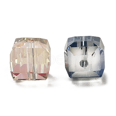 Faceted Cube Electorplated Glass Beads X-EGLA-E006-M3-1