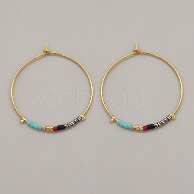 Bohemian Handmade Glass Seed Beads Hoop Earrings AM1646-5-1