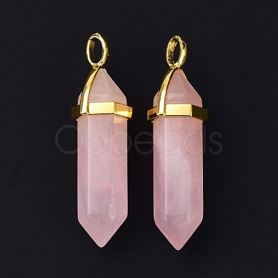 Natural Rose Quartz Pointed Pendants G-G025-01G-41-1
