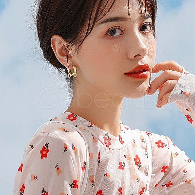 Women Cat Brass Leverback Earrings JE965B-1