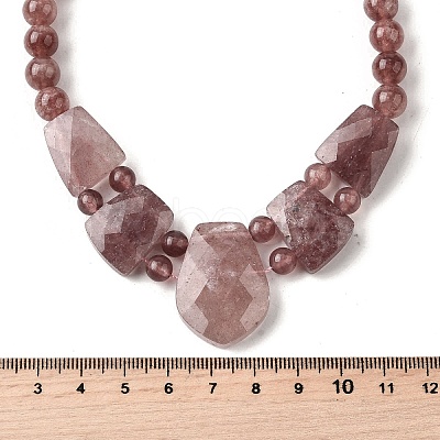 Natural Strawberry Quartz Faceted Bib Graduated Beaded Necklaces for Women NJEW-B128-01L-1
