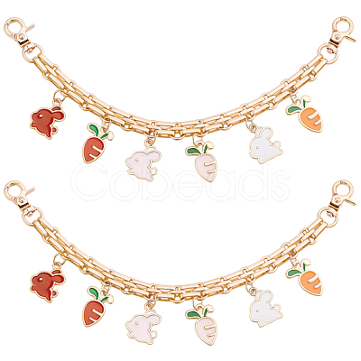2Pcs Alloy Enamel Carrot Rabbit Tassel Iron Chain Bag Decorative Chains AJEW-BBC0001-07-1