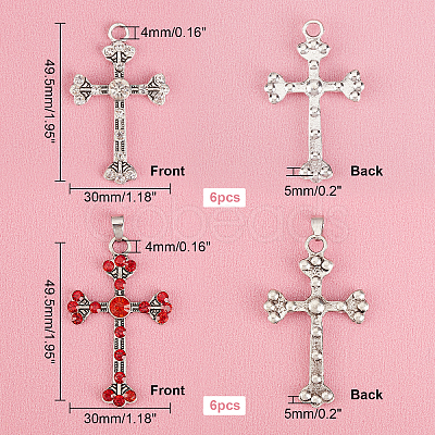 12Pcs 2 Style Tibetan Style Alloy Rhinestone Pendants RB-FH0001-04-1