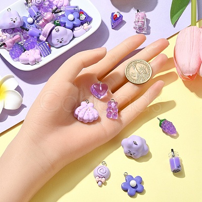 50Pcs 10 Styles Resin Pendants CRES-YW0001-32-1