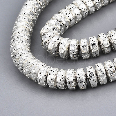 Electroplated Natural Lava Rock Beads Strands G-T114-67S-1