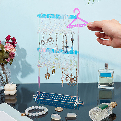 1 Set 3-Tier Coat Hanger Acrylic Earring Display Holder AJEW-OC0005-21-1