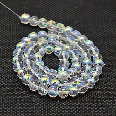 Imitate Austrian Crystal Electroplate Glass Round Bead Strands X-GLAA-F030-4mm-B01-1