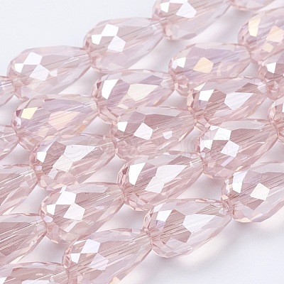 Electroplate Glass Beads Strands X-EGLA-D015-15x10mm-23-1