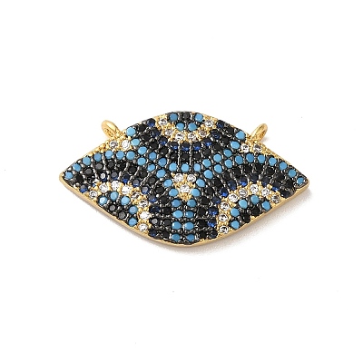 Horse Eye Rack Plating Brass Micro Pave Cubic Zirconia Charms KK-G504-05G-1