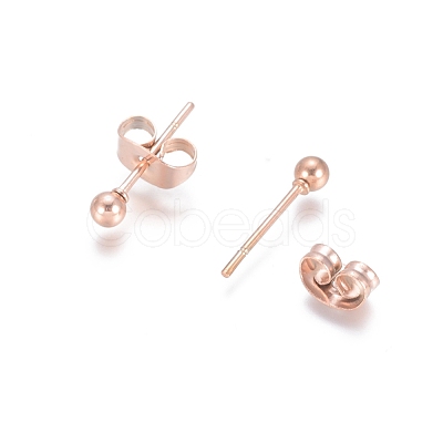 Ion Plating(IP) 304 Stainless Steel Stud Earrings EJEW-L215-57A-RG-1