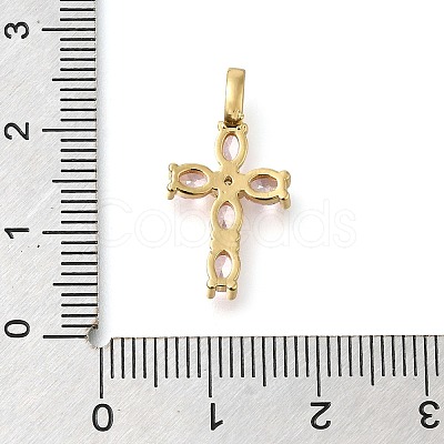 Brass Pave Clear Cubic Zirconia Pendants X-KK-M101-01G-02-1