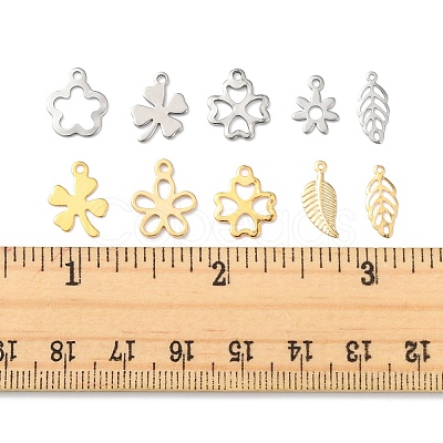 50Pcs 10 Styles 201 & 304 & 306 Stainless Steel Charms STAS-FS0001-47-1