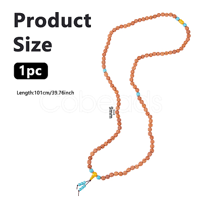 1Pc Bodhi & Synthetic Turquoise Beaded Mala Necklaces NJEW-DC0001-21-1