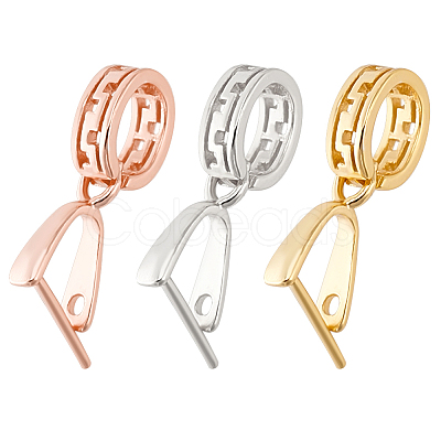 3Pcs 3 Colors Rhodium Plated Sterling Silver Ice Pick Pinch Bails STER-OC0001-02-1