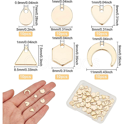 60Pcs 6 Style Brass Charms KK-BC0008-05-1