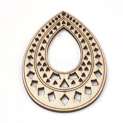 Undyed Wood Big Pendants X-WOOD-T008-39-1