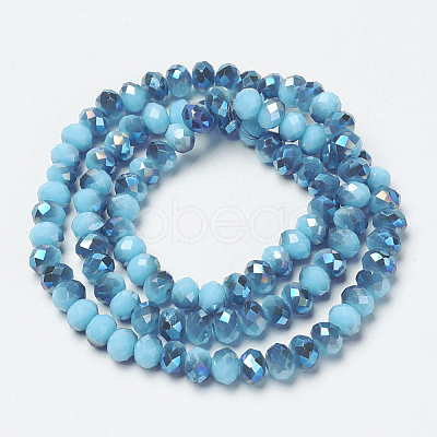 Electroplate Opaque Solid Color Glass Beads Strands EGLA-A034-P4mm-I13-1