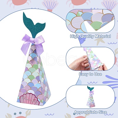 20Pcs 4 Colors Mermaid Tail Shape Candboard Box CON-CJ0001-22-1