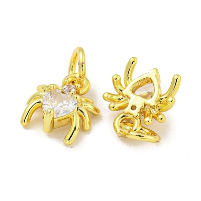 Rack Plating Brass Micro Pave Cubic Zirconia Spider Charms ZIRC-I065-02H-1