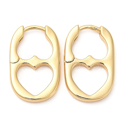 Rack Plating Brass Oval with Heart Hoop Earrings EJEW-D064-09G-1