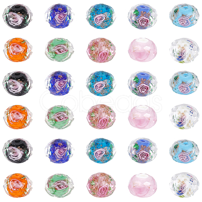 80Pcs 10 Colors Handmade Gold Sand Lampwork Beads LAMP-PA0001-40-1