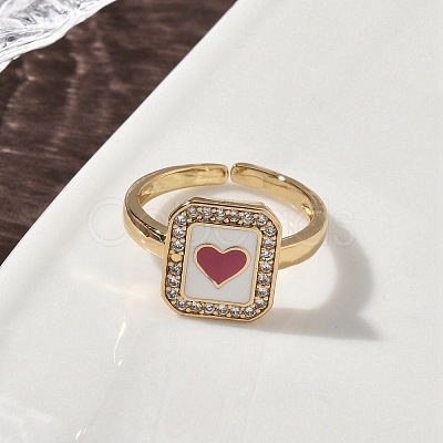 Brass Micro Pave Cubic Zirconia Cuff Rings RJEW-H256-12G-1