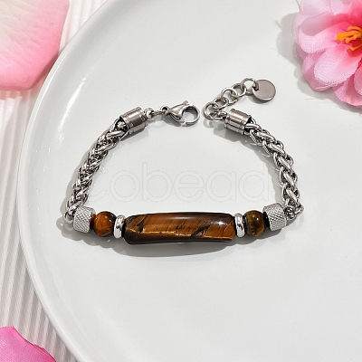 Natural Tiger Eye Beads Link Bracelets YW5979-2-1