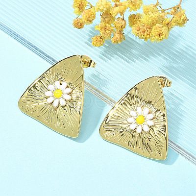 304 Stainless Steel Enamel Stud Earrings for Women EJEW-U037-01G-1