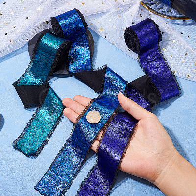 3 Rolls 3 Colors Polyester Frayed Ribbon DIY-TA0011-50-1