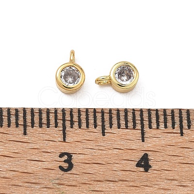 Brass Micro Pave Clear Cubic Zirconia Charms KK-D289-48B-G-1