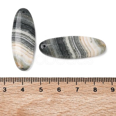 Natural Indian Green Line Jasper Pendants G-Z151-02C-1