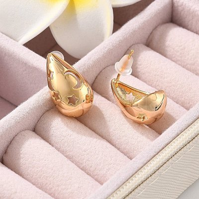 Brass Teardrop Stud Earrings EJEW-K286-08G-1