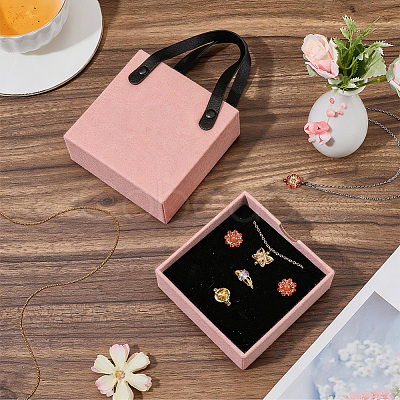 PU Leather Jewelry Set Drawer Boxes with Sponge Inside and Texture Paper Jewelry Tote Bags ABAG-CL0001-66B-1