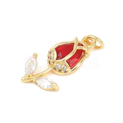 Brass Micro Pave Clear Cubic Zirconia Pendants KK-F931-13G-03-1