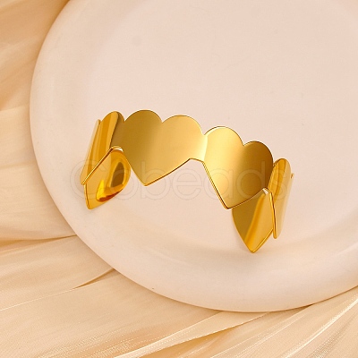 Romantic 304 Stainless Steel Cuff Bangles for Women BJEW-Q045-01G-1