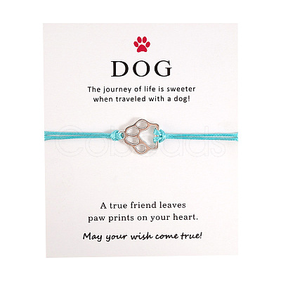 Alloy Dog Paw Print Link Bracelet ANIM-PW0001-027F-1