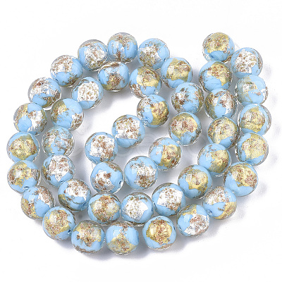 Handmade Gold Sand Lampwork Bead Strands X1-FOIL-T003-01C-1