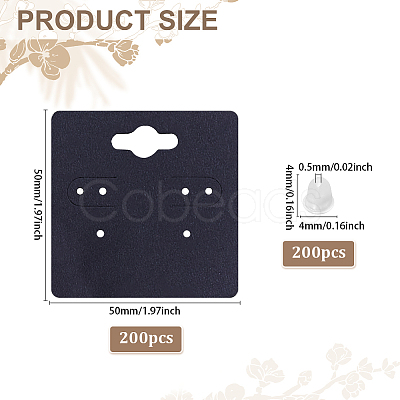 200Pcs Square Paper Earring Display Cards CDIS-ME0001-01B-1